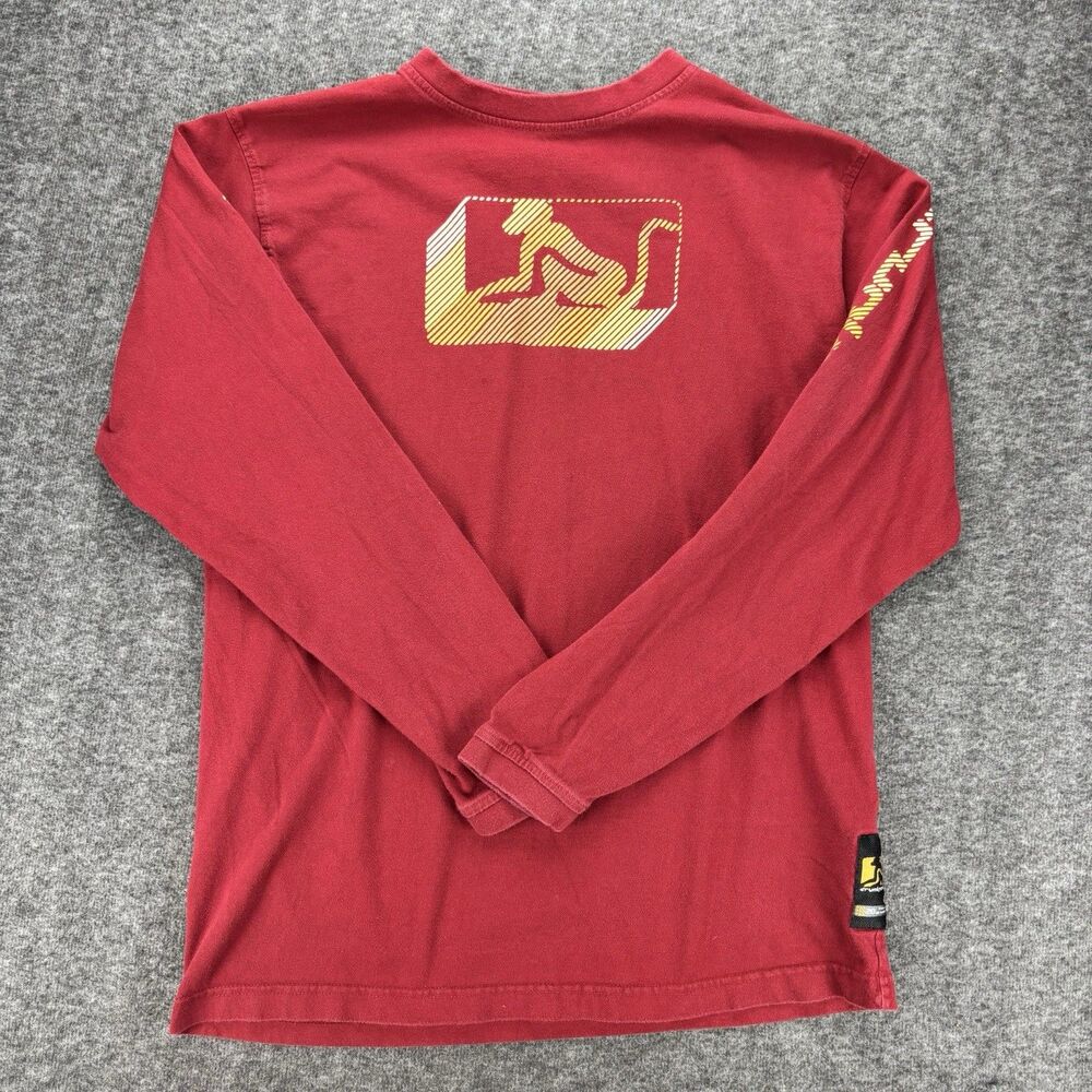 Drunknmunky Mens L Red Long Sleeve Graphic T Shirt Y2K Streetwear 100% Cotton